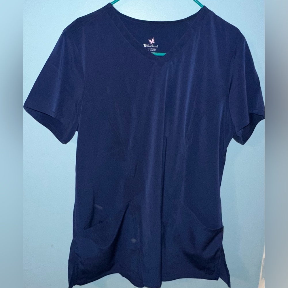 Willow Brook Blue Scrub Top
